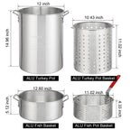 Turkey Fryer Kit, 30QT Aluminum Turkey Deep Fryer & 10QT Fish Fryer Kit w/Baskets & Stand, 54000 BTU Propane Burner, Thermometer, Marinade Injector, Turkey Rack & Rack Lifter, for Outdoor Cooking