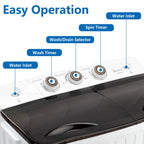 UbesGoo Compact Twin Tub Portable Mini Washing Machine 20lbs Total Washing Machine W/Drain Pump