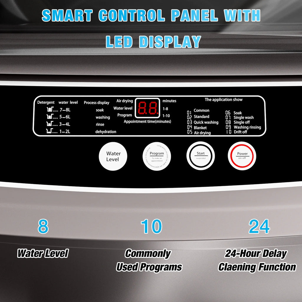 TABU Portable Washer and Dryer Set, 17.6LBS Compact Washing Machine & 8.8LBS Compact Dryer(Gray&White)