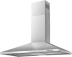 36-inch Wall Mount Range Hood 450CFM 3-Speed, Stainless Steel with LED Light, Adjustable Chimney 15.7-30.7in, Ducted/Ductless Ready, Quiet Under 55dB, 5-Layer Filters