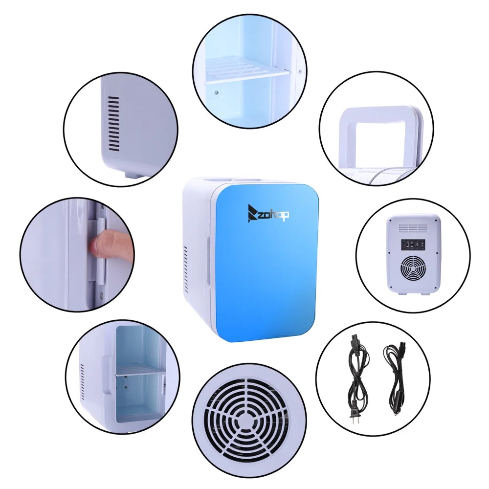 Clearance! Mini Fridge for Office, Portable Compact Personal Fridge, Cools & Heats, 6 Liter Capacity, Chills 8 12oz cans, 100% Freon-Free, Includes Plugs for Home Outlet & 12V Car Charger, S11397