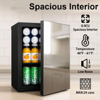 24Can/0.9Cu Mini Refrigerator and Personal Beauty Cooler, Mirrored Door Compact Beverage Fridge for Beer,Wine
