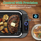 Techwood Indoor Smokeless Grill, 1500W, Black, Electric Portable Korean BBQ Grill with Tempered Glass Lid