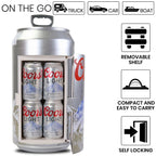 Coca-Cola 8 Can Portable Mini Fridge w/ 12V DC and 110V AC Cords, 5.4L (5.7 qt) Can Shaped Personal Cooler, Red, Travel Fridge for Drinks, Snacks, Lunch, Home, Office, Dorm Room, RV