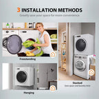 VIVOHOME 1500W Portable Clothes Dryer Machine, 3.5 cu.ft 13Lbs Load, Front Load with Stainless Steel Drum, Adjustable Exhaust Vent