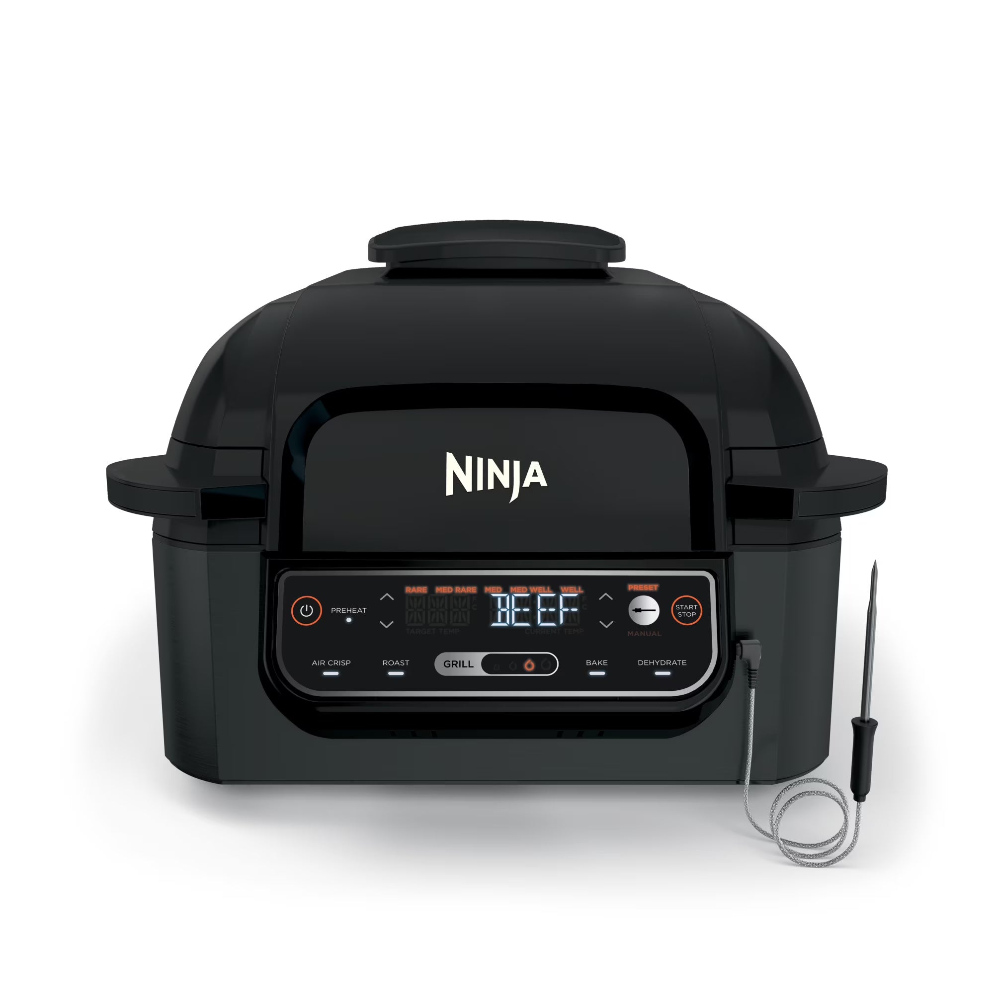 Ninja? Foodi? Smart 5-in-1 Indoor Grill with 4-Quart Air Fryer, Roast, Bake, Dehydrate, and Smart Cook System, LG451BK