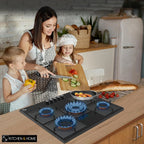 K&H 5 Burner 30 Inch Built-in LPG/Propane Gas Stove Top Glass Surface Cast Iron Cooktop UL/ETL Certified 5-GCW-LPG