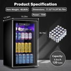 Auseo 126 Can Beverage Refrigerator and Cooler with Glass Door for Home/Office/Bar-Black