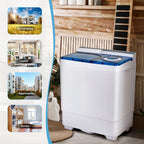Costway 26lbs Portable Semi-automatic Washing Machine W/Built-in Drain Pump Grey