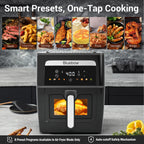 Bluebow 9QT  Air Fryer & Grill Pan Combo, Large Capacity, 8 Preset Functions, Non Toxic, Non-Stick, View Window, Black
