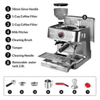 Espresso Machine with Built-in Grinder,Italian ULKA 15 Bar Espresso Machine - 85oz Water Tank, Dual PID Control, Milk Frother & Auto-Cleaning for Perfect Lattes and Cappuccinos