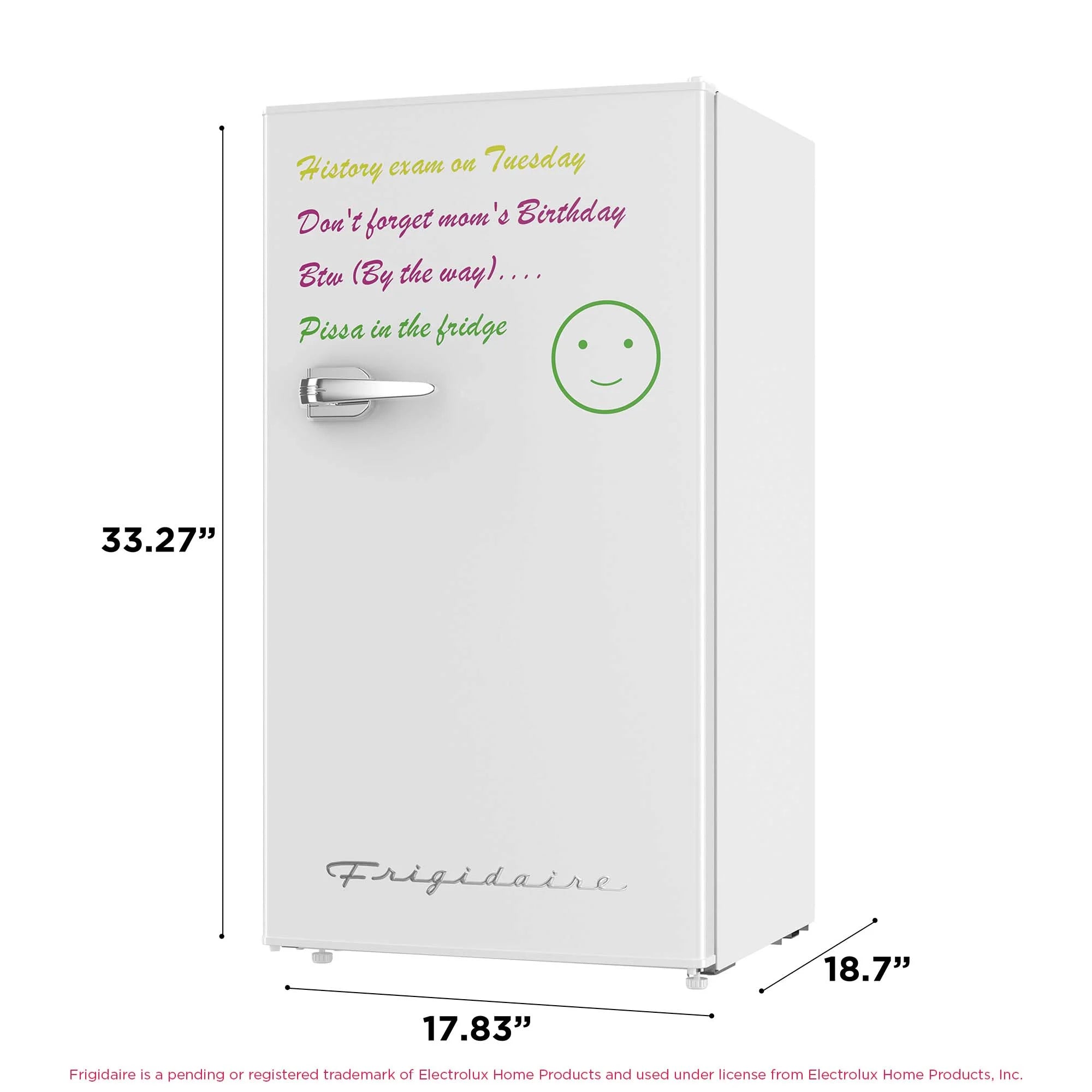 Frigidaire 3.2 Cu Ft Retro Dry Erase Compact Fridge, (EFR331-BLACK), Black