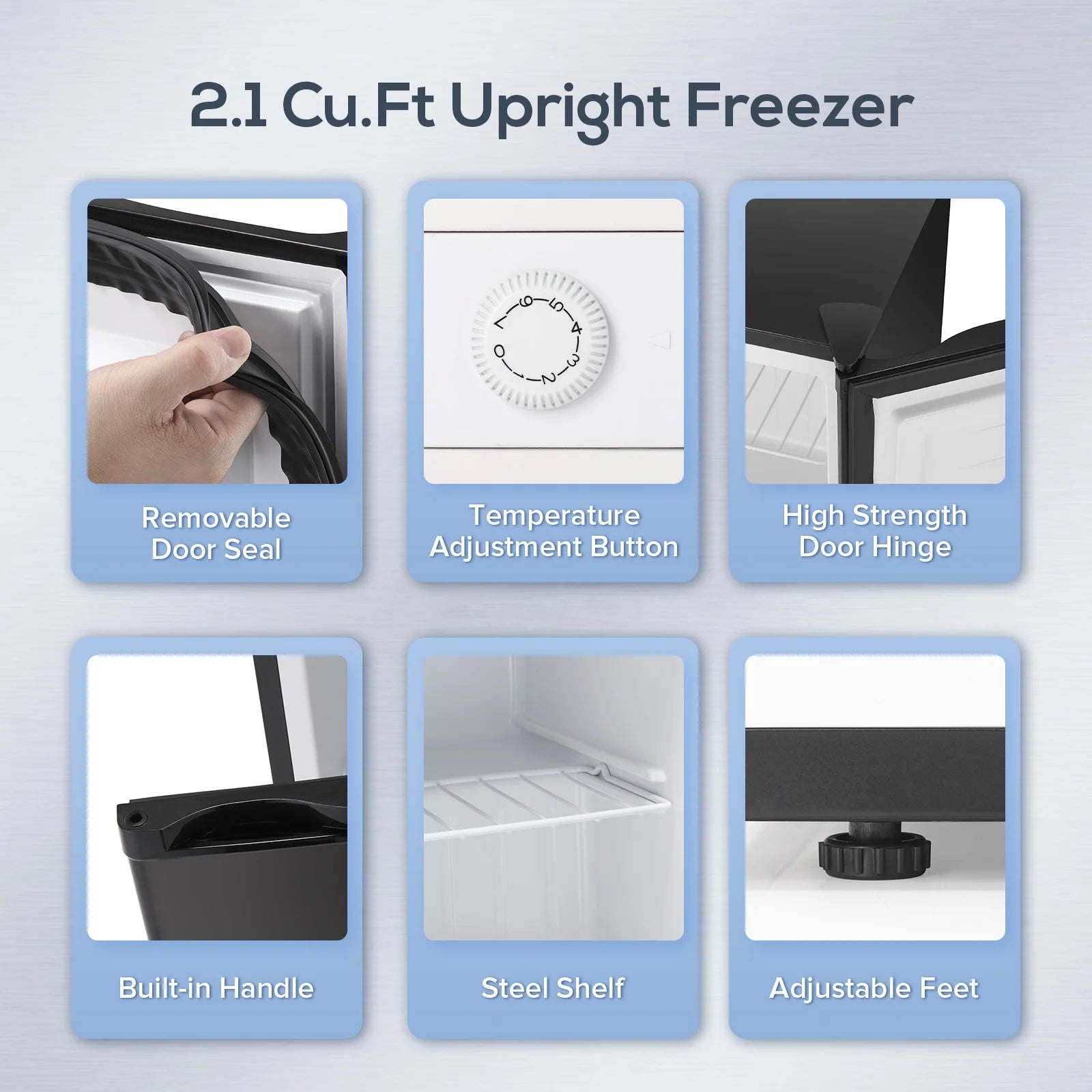 Auseo Mini Freezer Countertop, Energy Saving 2.6 Cu.ft, Single Door Compact Upright Freezer with Reversible Door for Home/Office/Kitchen-White