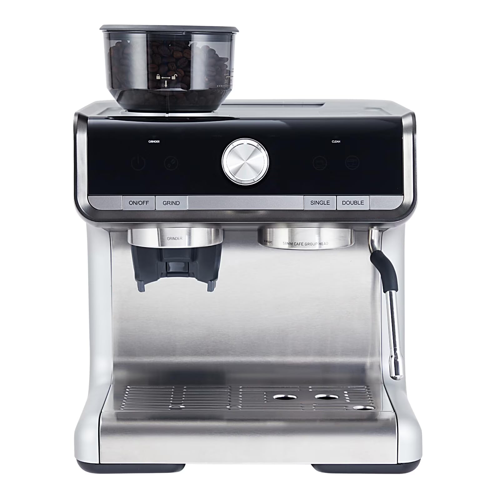 Espresso Coffee Machine with Grinder, 20 Bar Semi-Automatic Espresso Maker with Milk Frother Steamer Wand for Cappuccino, Latte, Macchiato, 2.8 L Water Tank, PID Temperature Control