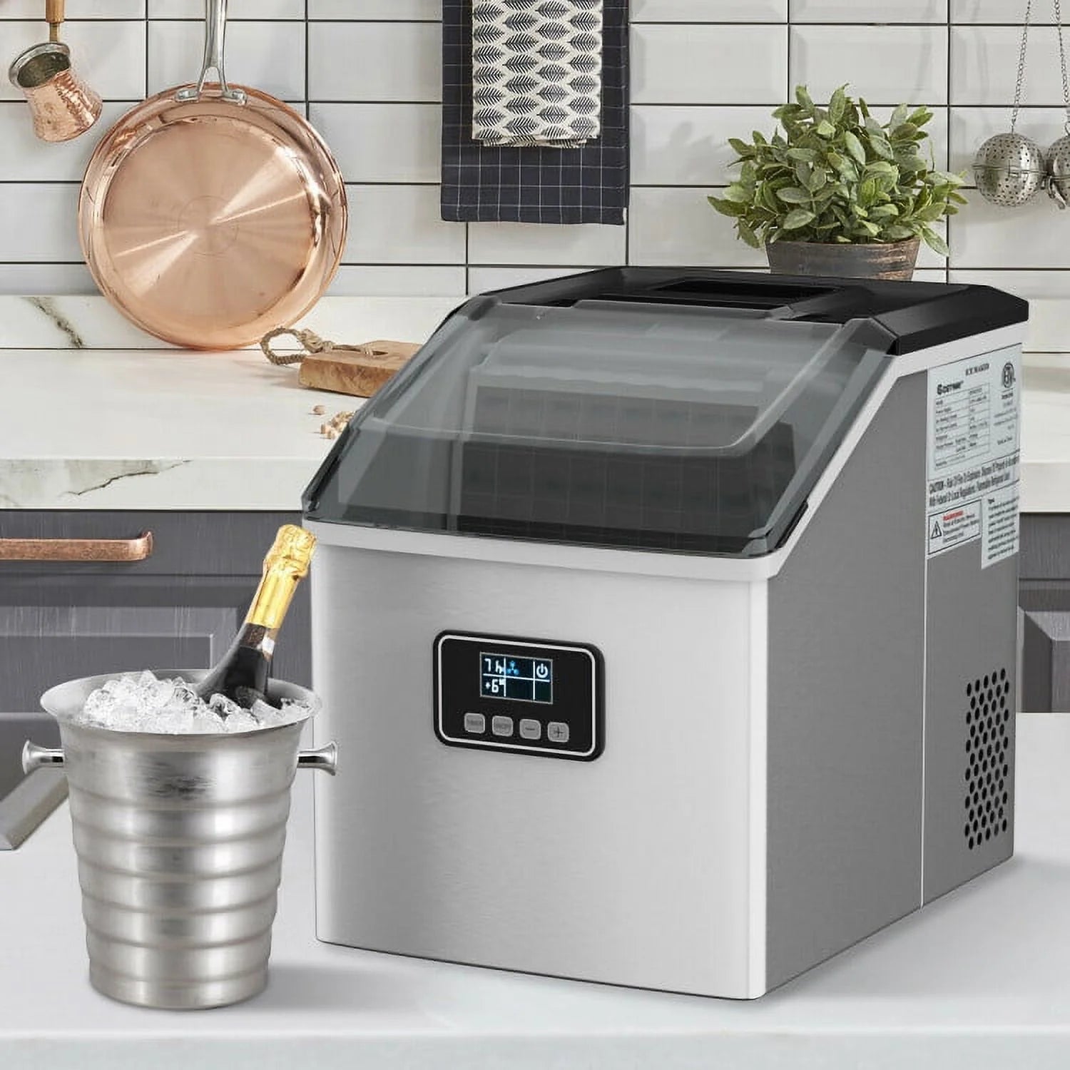 Kadyn Countertop Ice Maker, Ice Machine, Portable Ice Maker, 48 lbs Stainless Self-Clean Ice Maker with LCD Display