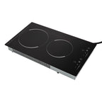 Home Electric 110V Ceramic Stove Cooktop Sensor Touch Control 2 Burners with Plug,Black,20.08x11.34in,Modern Style