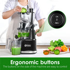Kitchen in the Box Cold Press Juicer Machines With 3.26" Wide Feed Chute, Slow Masticating Juicer Machine for Whole Fruits and Vegetables, BPA-Free, High Juice Yield Juicer Maker (Silver)