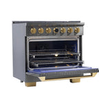 36 in. 5.2 cu. ft. Dual Fuel Range for Propane Gas in Titanium Stainless.