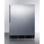 ADA compliant all-refrigerator for built-in general purpose use, auto defrost w/stainless steel wrapped door, thin handle, and black cabinet