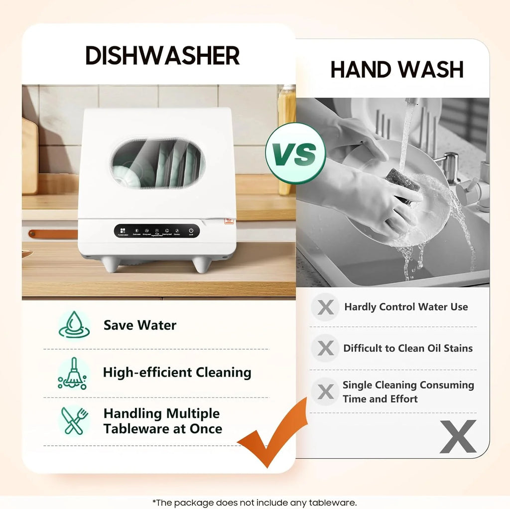 110v Portable Countertop Dishwasher,Home Apartment Tabletop Compact Dishwasher With Inlet & Drainage Pipe,Mini Countertop Dishwasher,Clear Window,For Cleaning Utensils At Home After Dining.