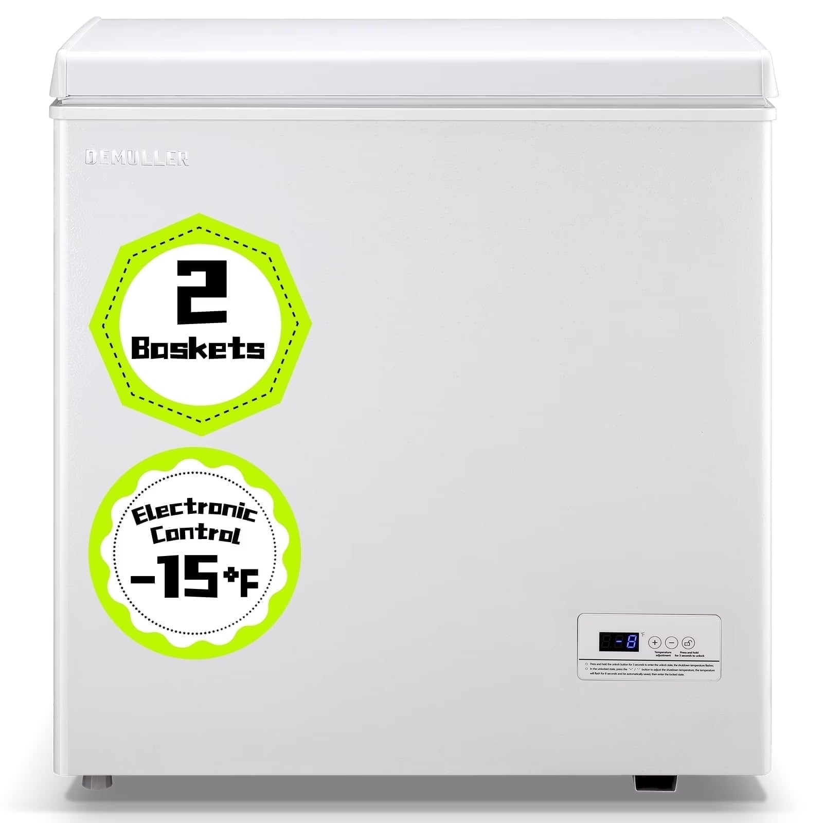 DEMULLER 3.5 Cu. ft Chest Freezer Small Freezers with Top Open Door Freestanding Black