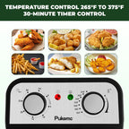 SUSTEAS 5.3 Qt Electric Deep Fryer with 3-Baskets for Home, 1800W, Timer & Temp Control, Stainless Steel & Black