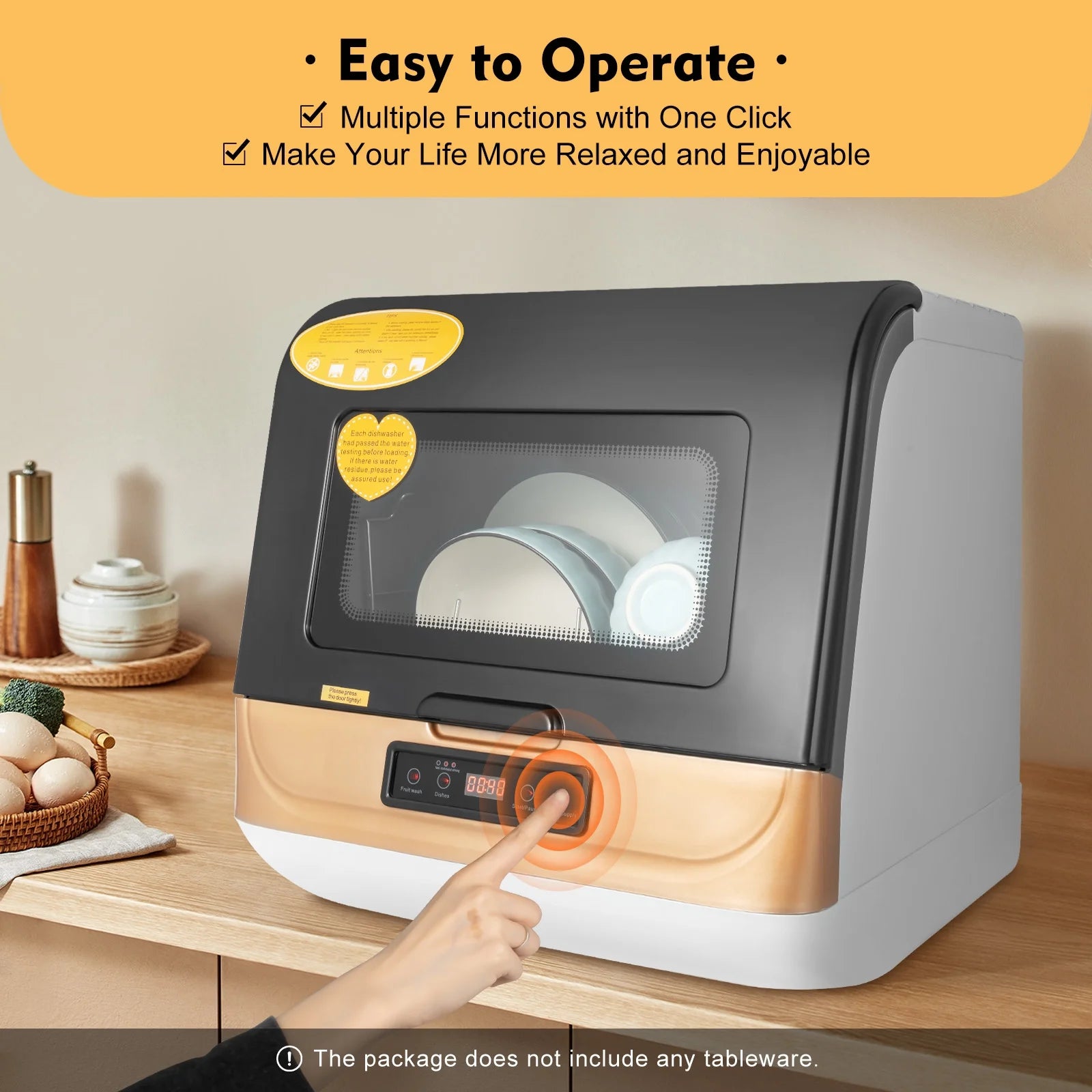 Dish washer Large Capacity Portable Washer Mini Dish Washer Compact Counter-top for clean tableware, vegetables, fruits