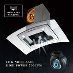 Tieasy Island Range Hood 36 inch Kitchen 3 Speed Extractor Fan Aluminum Filter Tempered Glass