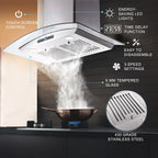 30 in. Ducted Wall Mount Range Hood Kitchen Hood Stainless Steel with Touch Control LED Light