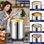 64QT Stainless Steel Pot with 200,000BTU Propane Fryer, Seafood Boil Pot, Crab Boil Pot, Lobster Pot, Shrimp Boil Pot, Tamale Steamer Pot with Basket and Turkey Fryer Burner