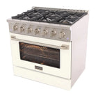 Kucht Professional 36" Modern Stainless Steel Propane Gas Range in White/Silver