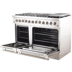 Forno Galiano 48-Inch Freestanding Dual Fuel Range, 8 Burners, Double Convection Ovens