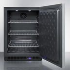 Frost-free outdoor all-freezer in complete stainless steel, w/digital thermostat, LED lighting, horizontal handle, and lock; built-in or freestanding