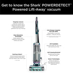 Shark POWERDETECT Upright Vacuum, Pet-Friendly, Two Brushroll System, Powerful Suction, DuoClean Detect, Self-cleaning Brushroll, Odor Neutralizer, LED Lights, AZ4000 Black/Teal