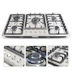 Kitchen Cooktop 34" Built-In Stove Top 5 Burners Gas Cooktop Kitchen NG Gas Cooking Easy Clean Stainless Steel 5 Burners Built-In Stove Cooktop Gas NG/LPG Hob Cooker Natural Gas Stove Kitchen