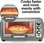 6 Slice Convection Toaster Oven With Easy Reach Roll-Top Door, Bake, Broil & Toast Functions, Auto Shutoff, Silver (31123DA)