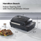 Hamilton Beach Electric Indoor Grill with Hot and Cold Smoke Infuser and Smoking Rack, Black