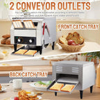 Ktaxon Commercial Conveyor Toaster, 150 Slices/Hour, 1300W, Front/Rear Outlet, Silver