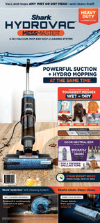 Shark HydroVac MessMaster Wet Dry Corded Vacuum Cleaner, 3-in-1 Multi-Surface Vacuum Mop & Self-Cleaning System, Lightweight, Powerful Suction, for Hard Floors & Area Rugs, WD160
