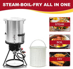 Red Mountain Valley Outdoor Propane Turkey Deep Fryer Set 30&10 Quart Fish Fryer with Basket, 50,000 BTU Burner, Large Seafood Boiler Kit, Outdoor Cooking for Frying, Boiling