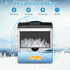 Costway 2-in-1 Stainless Steel Countertop Ice Maker Water Dispenser 48Lbs/24H w/ Scoop