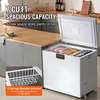 Choco Moon Large Capacity 14.5 Cu.ft Chest Freezer, 345L Storage, 4 Slide-Out Baskets, Lockable Lid, 8 Temp Control Levels, Energy-Efficient LED Lights, 6 Swivel Casters for Easy Mobility
