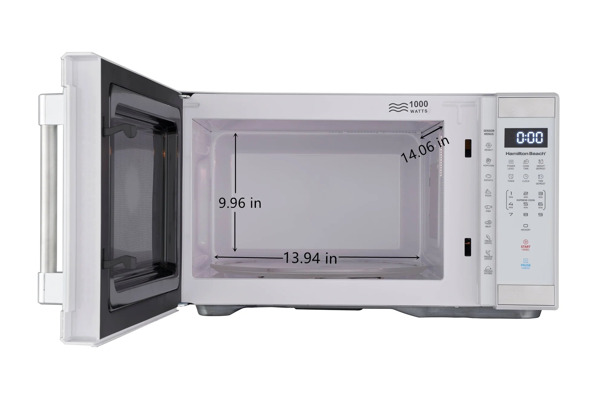 Hamilton Beach 1.1 cu. ft. Countertop Microwave Oven, 1000 Watts, White Stainless Steel