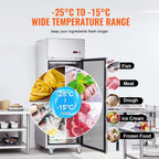 KFFKFF Commercial Reach-In Refrigerator 19.32 Cu.ft Upright Freezer 1 Door 4 Shelves 4 Wheels 27" Width
