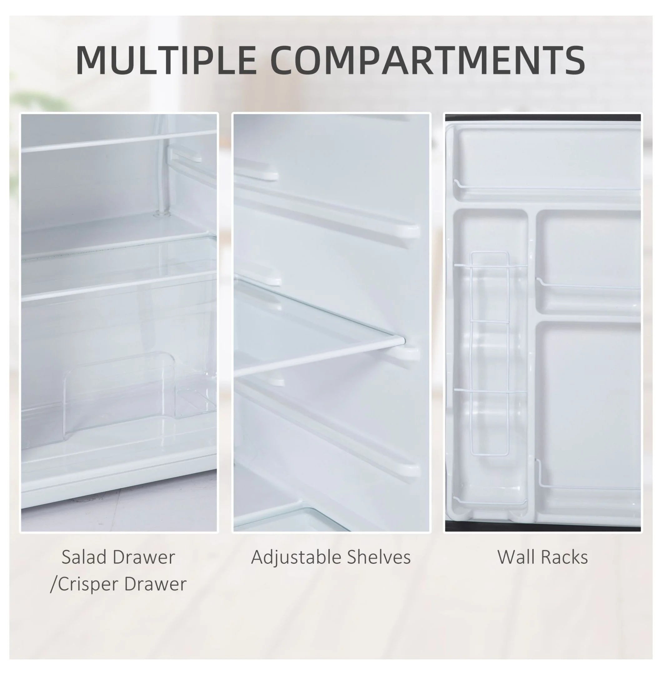 3.2 Cu.Ft Mini Fridge Freezer, Single Door Refrigerator with Adjustable Thermostat, Dorm Fridge, Compact Refrigerator for Bedroom, Apartment, Silver