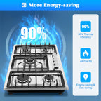 Stainless Steel 5-Burner Stove, Top Built-In Gas Propane Cooktop Stove for Restaurants