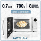 Nostalgia Retro Microwave Oven - 0.7 Cu Ft & 700-Watt Countertop Microwave with Glass Turntable, Child Safety Lock, 8 Auto-Cook Programs & Digital Clock - Aqua