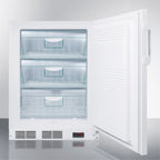 ADA compliant built-in undercounter vaccine all-freezer with digital thermostat, temperature alarm, hospital grade cord, self-closing door, and front lock