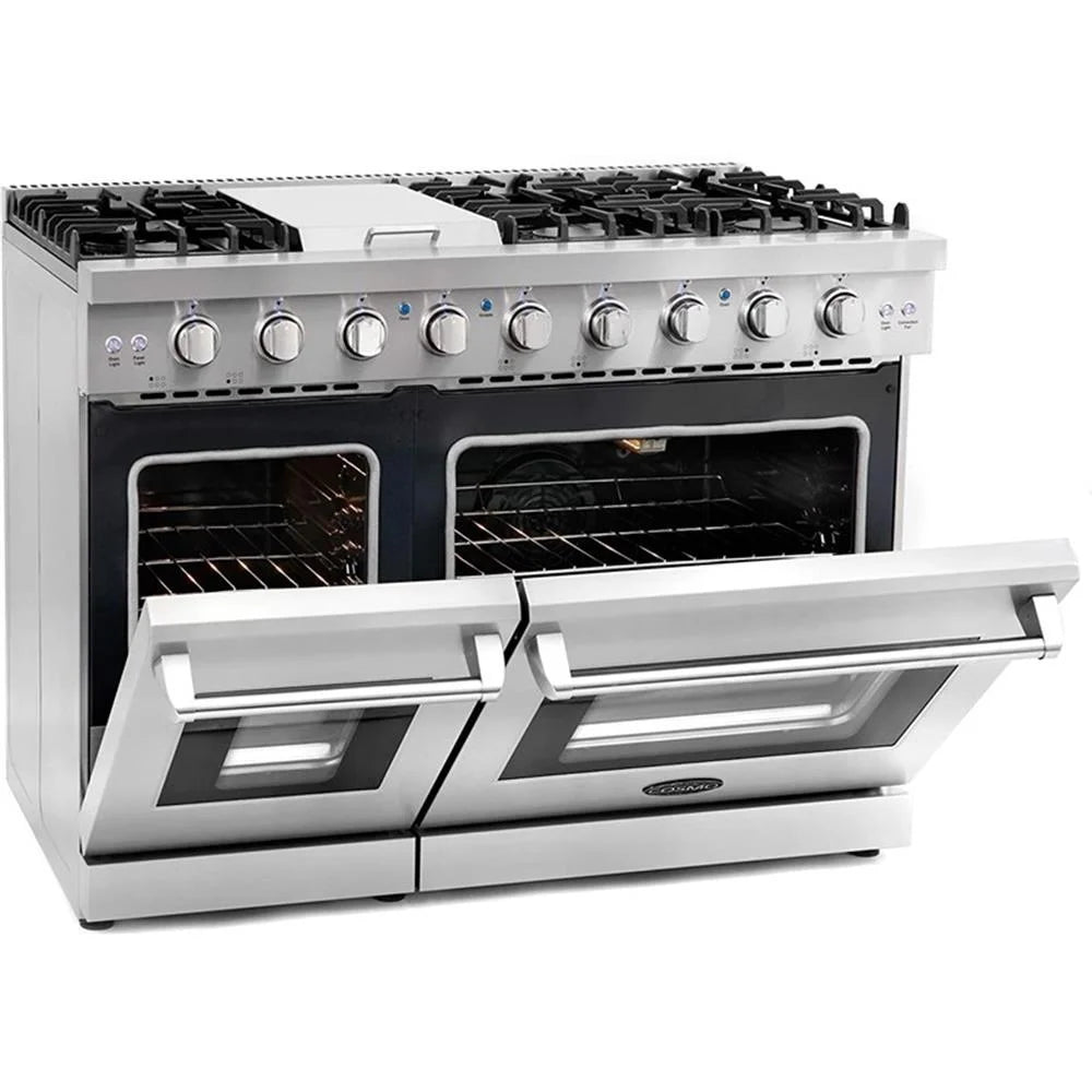 Cosmo 48" Double Oven Gas Range & Dishwasher & French Door Refrigerator Set