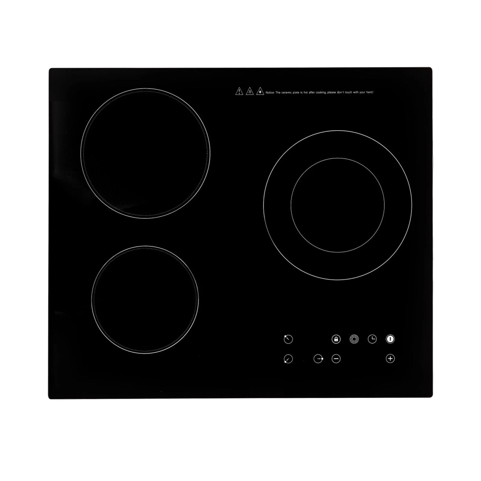 24" 3-Burner Built-in Electric Cooktop Ceramic Stove Top Touch Timing 110V 2600W